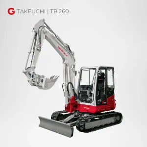 Takeuchi TB 260 Minibagger 6 Tonnen mieten Würzburg Bamberg Umgebung