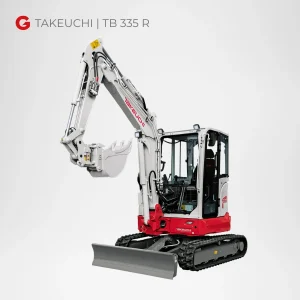 Takeuchi TB 335 R Minibagger 3,5 Tonnen Kurzheck mieten Würzburg Bamberg Umgebung